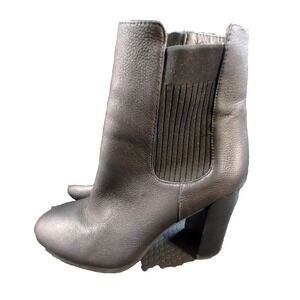 Kenneth Cole Women's Size 9 Black Leather Ankle Bootie Zipper Block Heel Shoe
